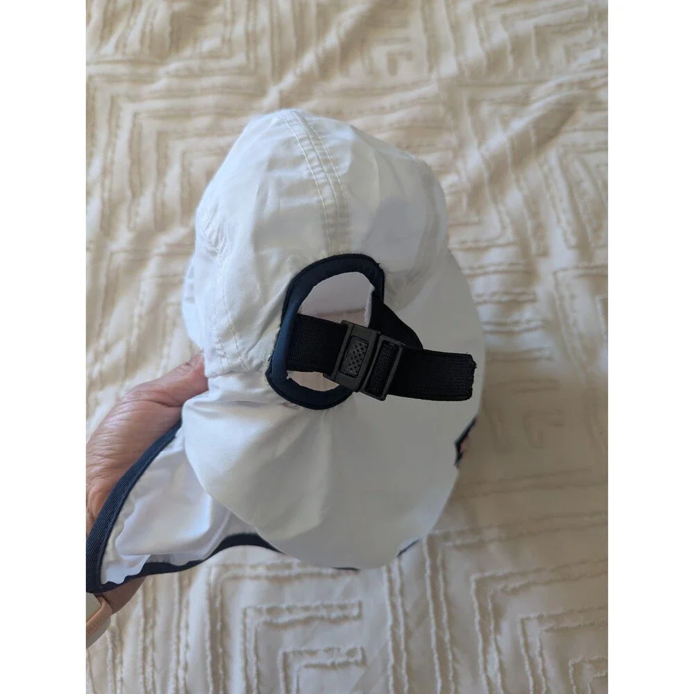 Wilson UV Protective Flap Hat White Navy Tennis Running Sun Cap One Size